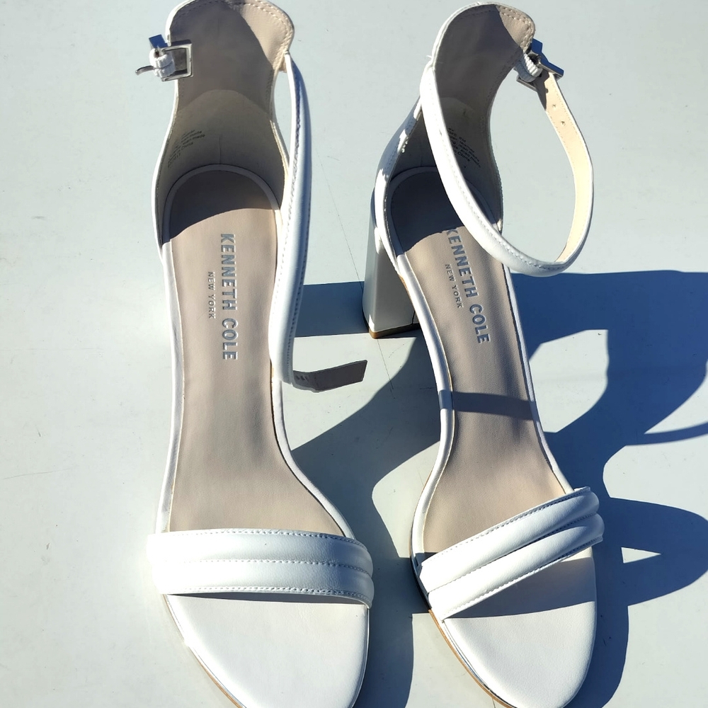 Kenneth Cole Milania White Brook Ankle Strap Open Toe Sandals Dress Shoes